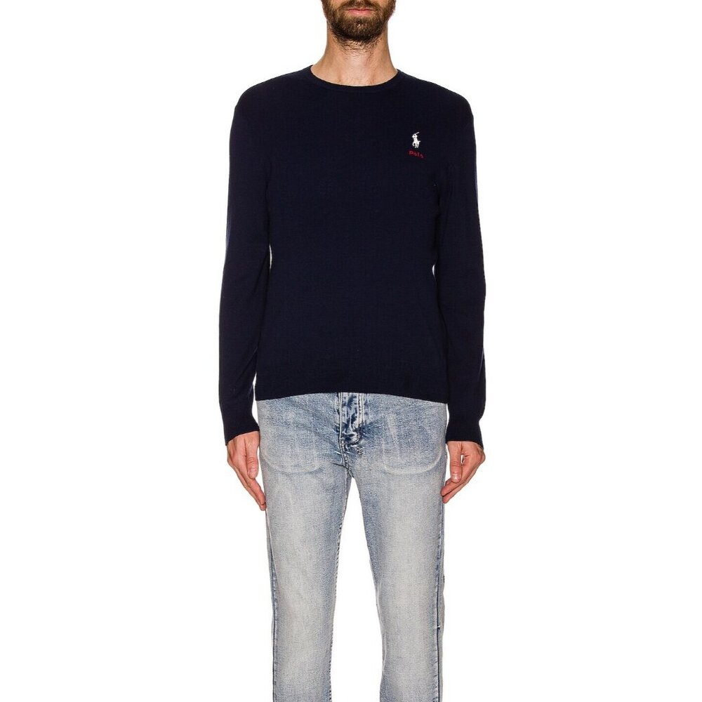 Polo Ralph Lauren Full Needle Rib Sweater in Cruise Navy Blue